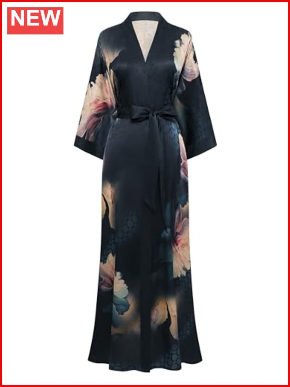 Satin Kimono Robe Long Silky Sleepwear Cover-Up Bathrobe Loungewear